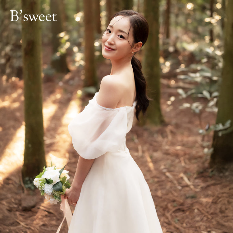 【wd717jx】オーガンジーオフショルダードレス Aライン