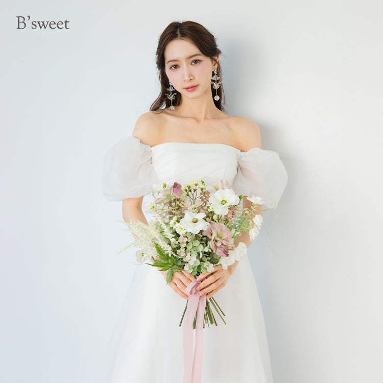 【wd717jx】オーガンジーオフショルダードレス Aライン