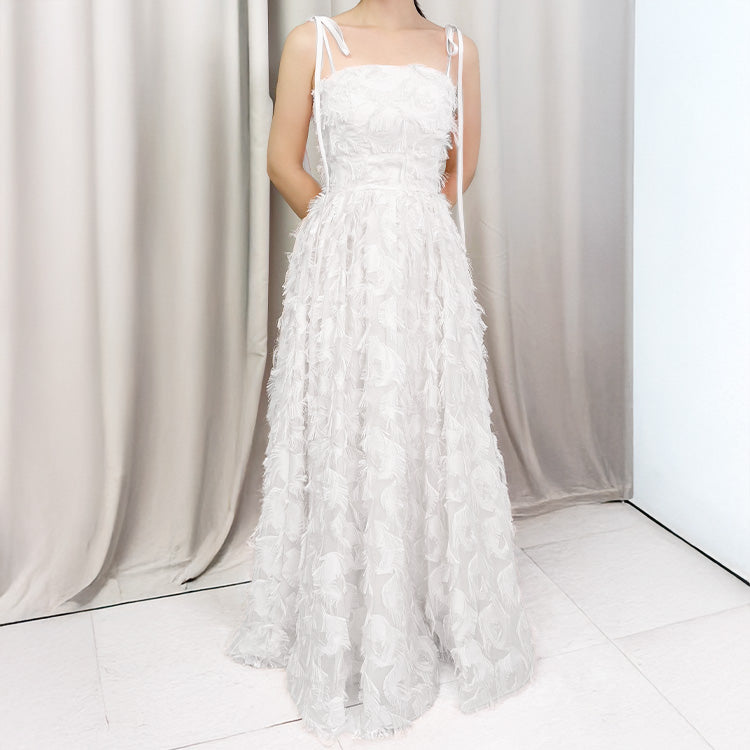 【wd718jx】フェザーシンプルウェディングドレス