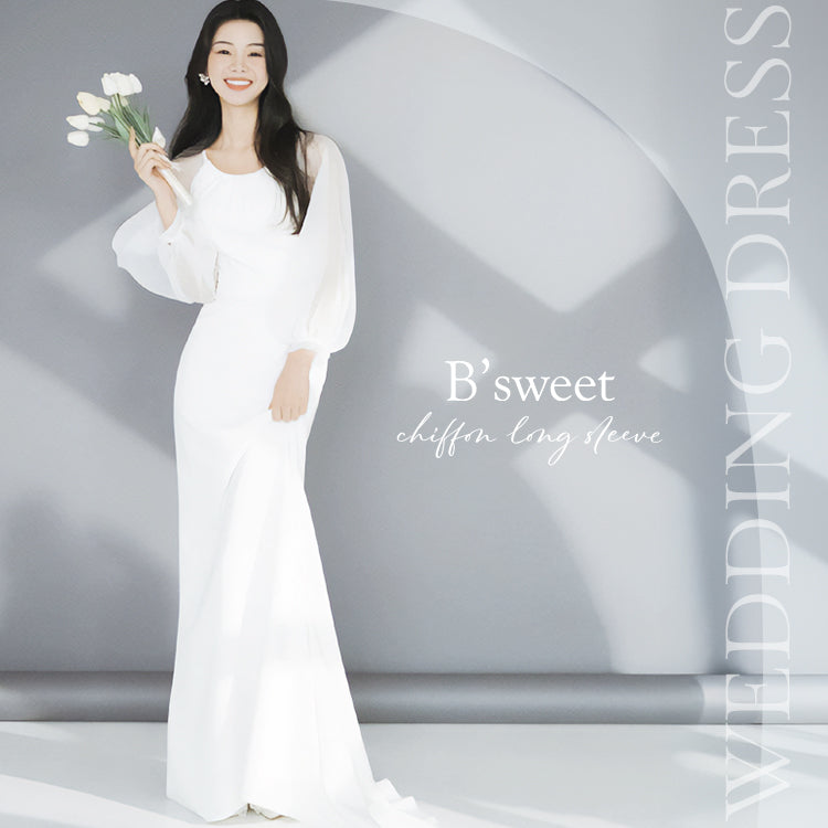 ロングスリーブシフォンドレス スレンダーライン