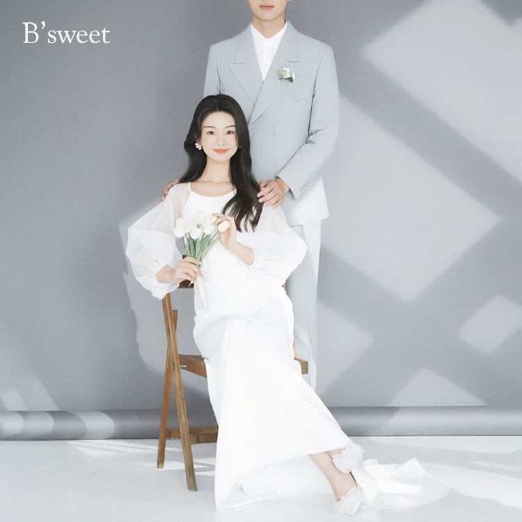 【wd724yj】ロングスリーブシフォンドレス スレンダーライン