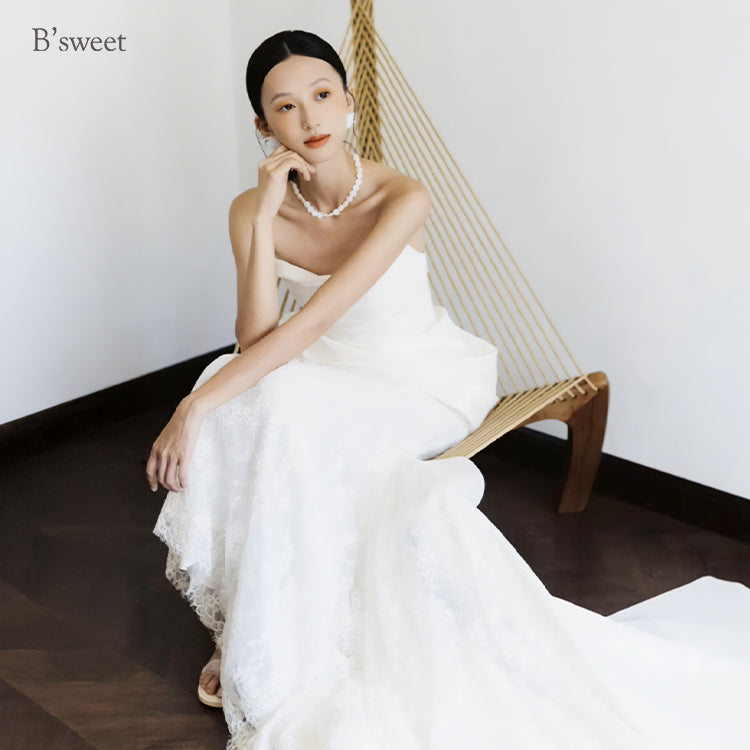 デザインビスチェロングトレーンドレス スレンダーライン