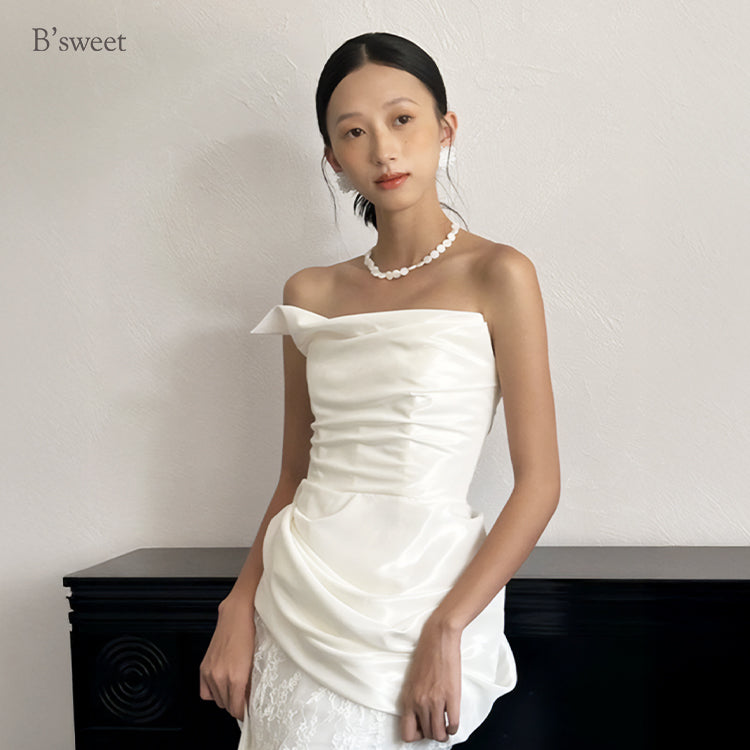 デザインビスチェロングトレーンドレス スレンダーライン