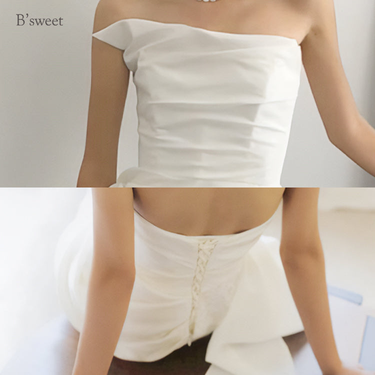 デザインビスチェロングトレーンドレス スレンダーライン