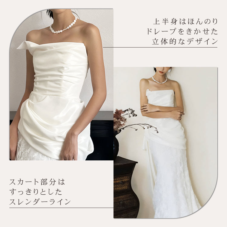 デザインビスチェロングトレーンドレス スレンダーライン