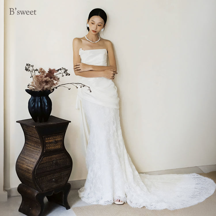 デザインビスチェロングトレーンドレス スレンダーライン