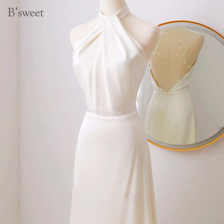 【wd726as】アメリカンスリーブバックパールドレス スレンダーライン