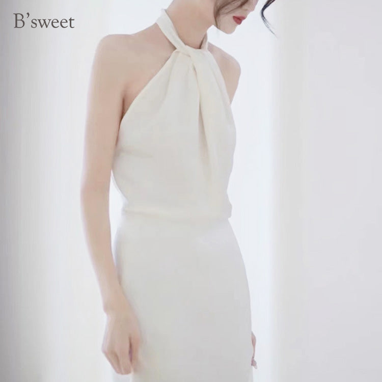 【wd726as】アメリカンスリーブバックパールドレス スレンダーライン