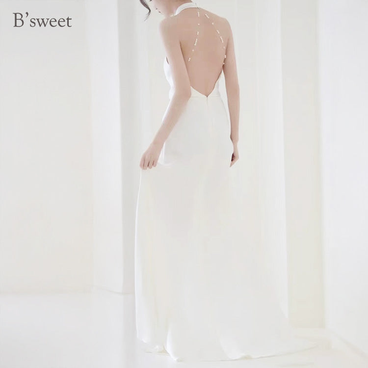 【wd726as】アメリカンスリーブバックパールドレス スレンダーライン