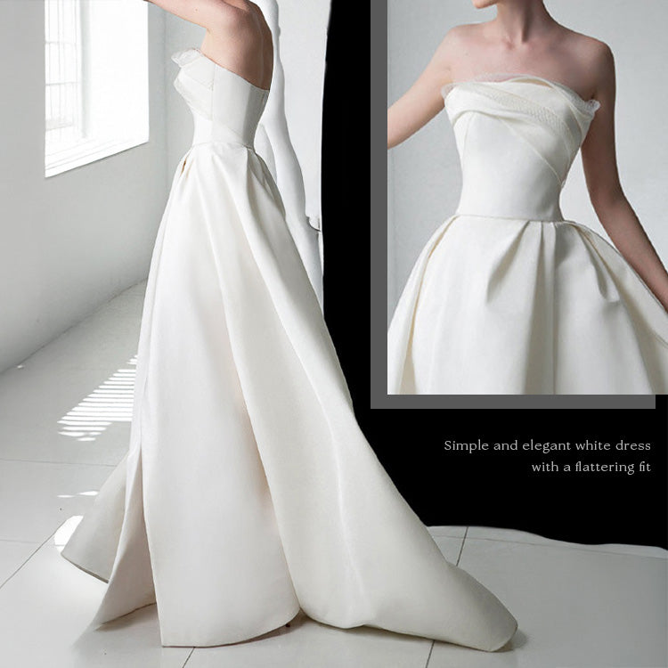 【wd727as】ビスチェフィッシュテールトレーンドレス Aライン