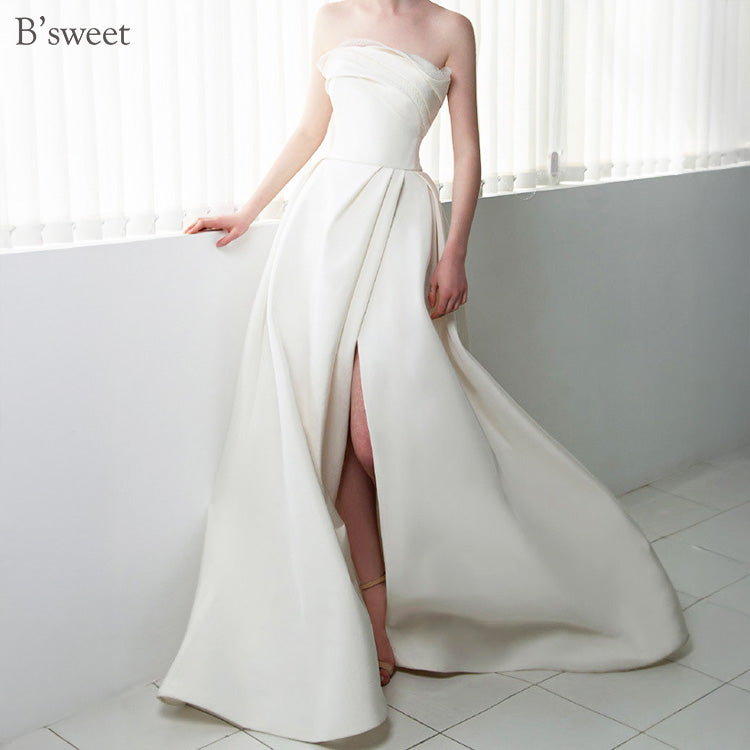 【wd727as】ビスチェフィッシュテールトレーンドレス Aライン