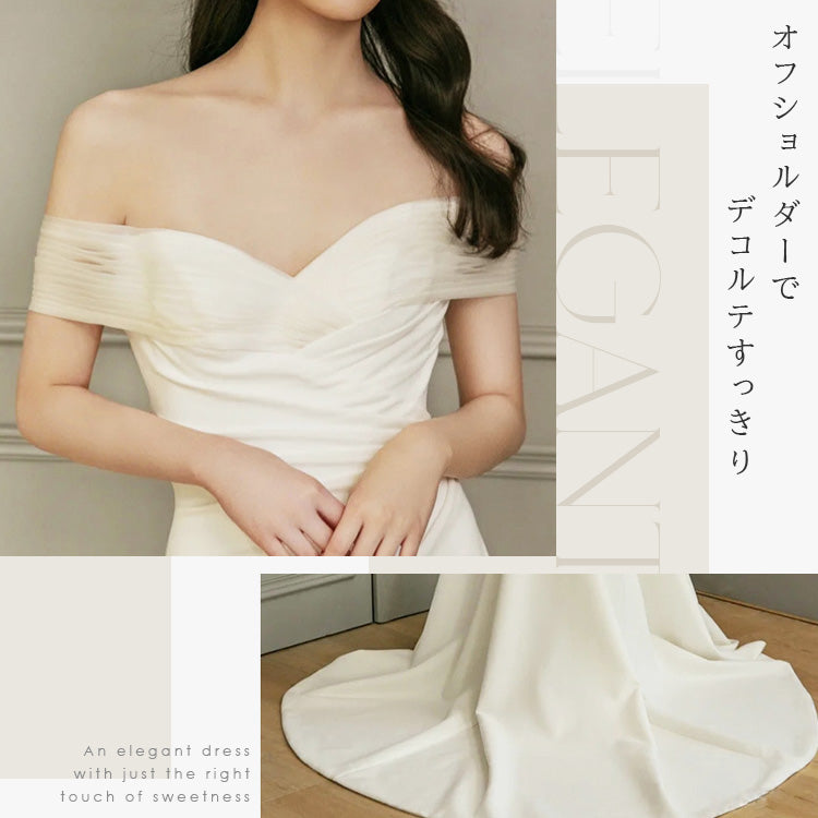 【wd729as】バックリボンオフショルダードレス マーメイドライン