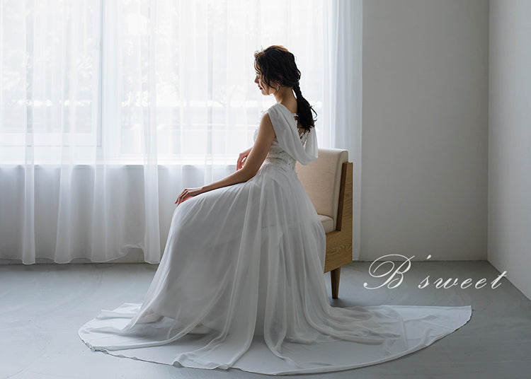 【wd9】バックデザイン刺繍エンパイアドレス Aライン