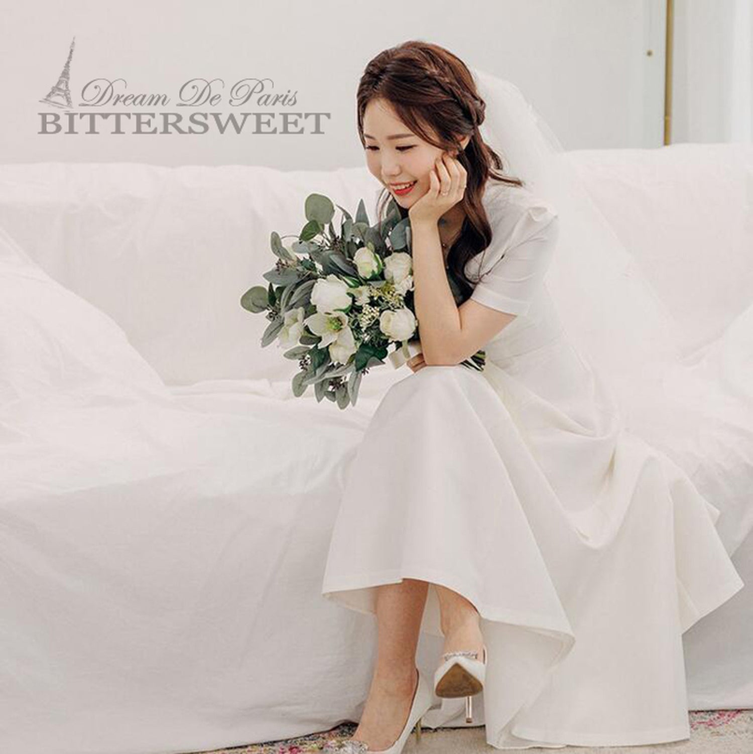 【wd142jx】Vネックミモレ丈ドレス Aライン