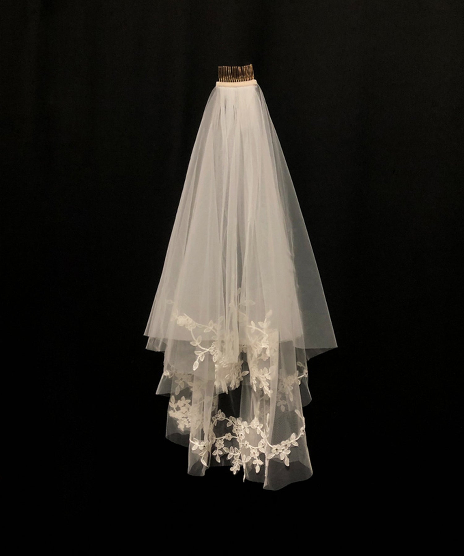 【ts192jd】リーフフラワーミディアムベール コーム付き 【長さ:約60cm/80cm ・ 幅は約120cm】