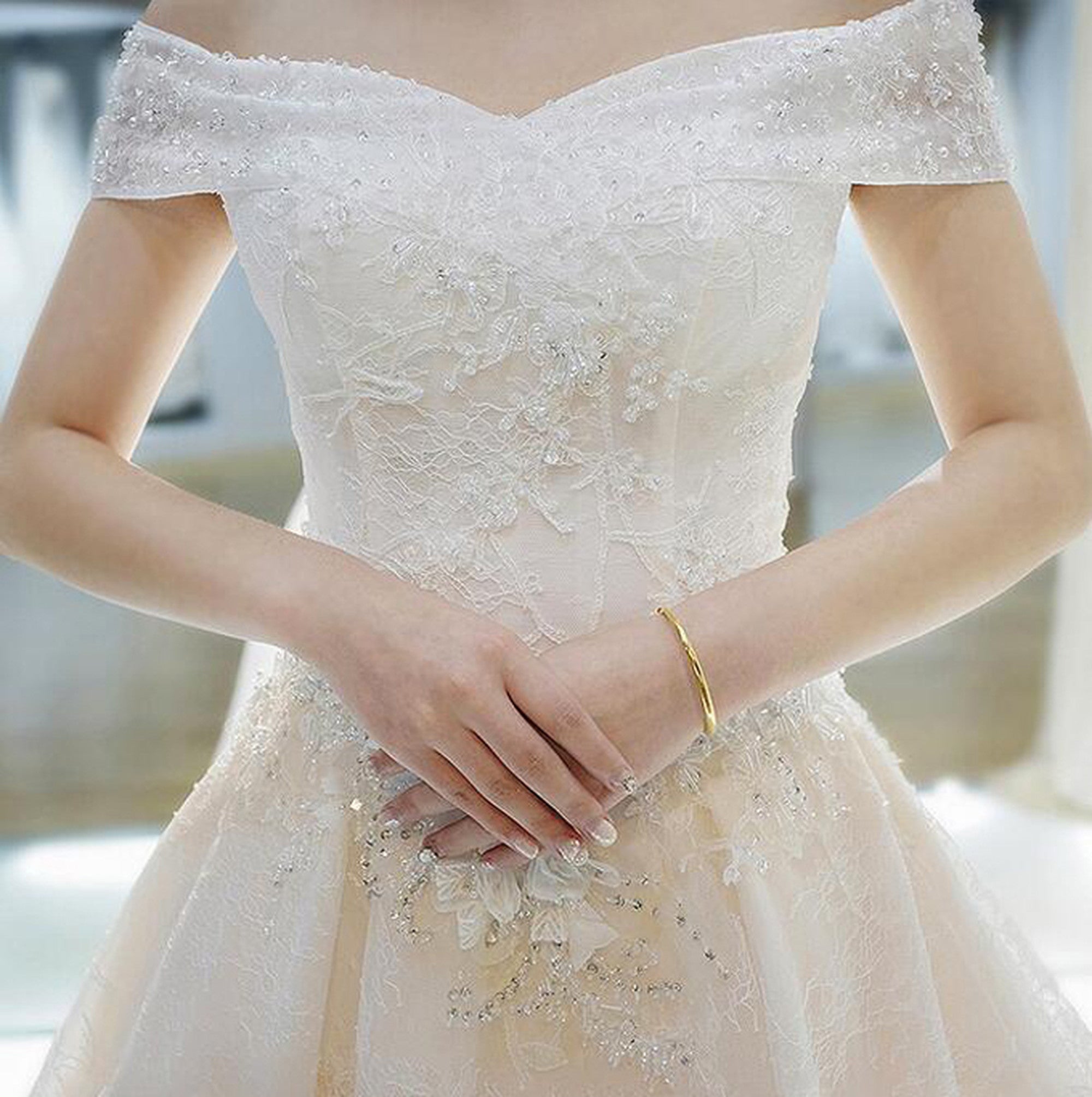 【wd399af】スパンコールレースオフショルプリンセスドレス プリンセスライン