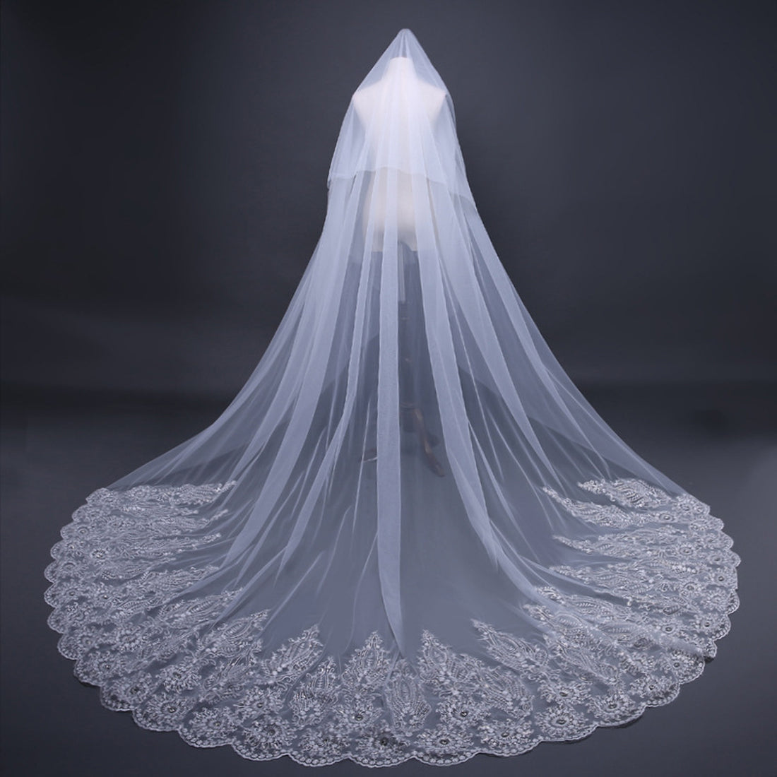 【ts14qq】クリスタルサンフラワーロングベール 2カラー コーム付き【長さ:0.6m/2.9m×幅3m】