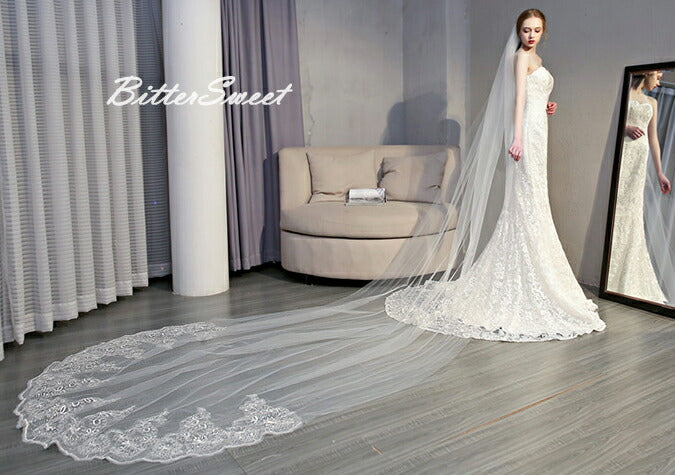 【ts10qq】シンフォニーレースロングベール 2カラー コーム付き 選べる長さ・幅