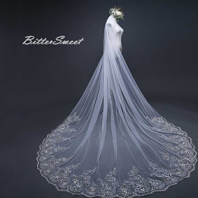 【ts10qq】シンフォニーレースロングベール 2カラー コーム付き 選べる長さ・幅