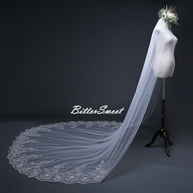 【ts10qq】シンフォニーレースロングベール 2カラー コーム付き 選べる長さ・幅