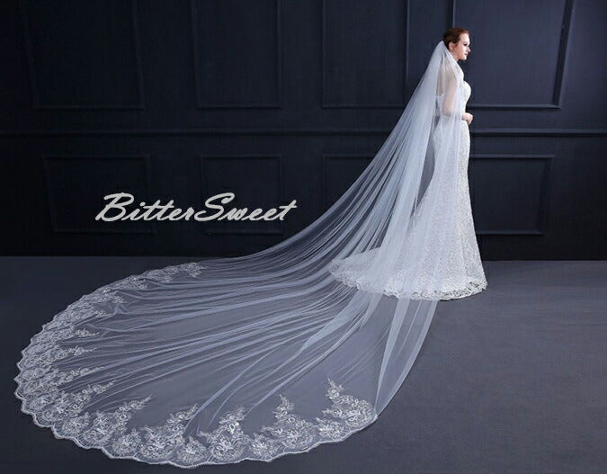 【ts10qq】シンフォニーレースロングベール 2カラー コーム付き 選べる長さ・幅