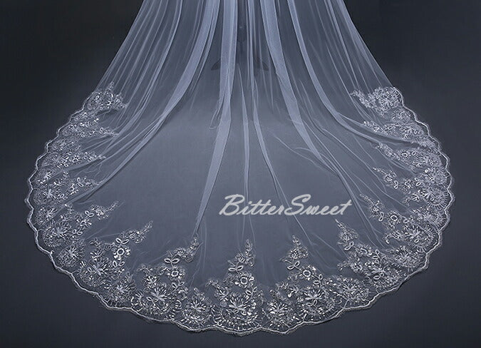 【ts10qq】シンフォニーレースロングベール 2カラー コーム付き 選べる長さ・幅