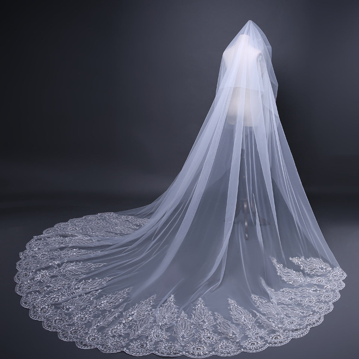 【ts14qq】クリスタルサンフラワーロングベール 2カラー コーム付き【長さ:上段60cm/下段290cm×幅:300cm】