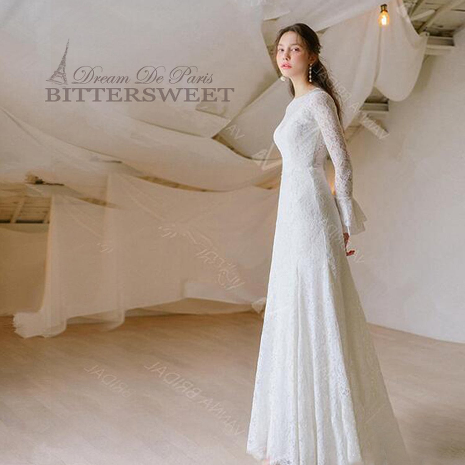 【wd302ls】フレアカフス総レースAラインドレス Aライン