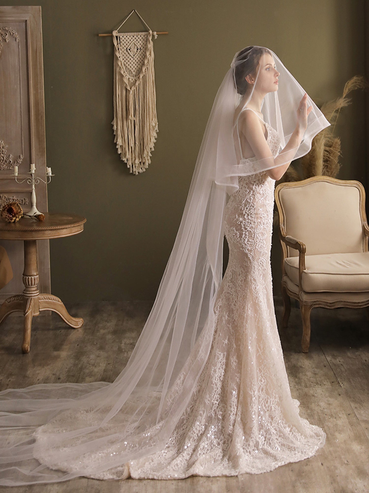 【ts198jd】ホースヘアーロングベール コーム付き【長さ約80cm/270cm・幅約250cm 】