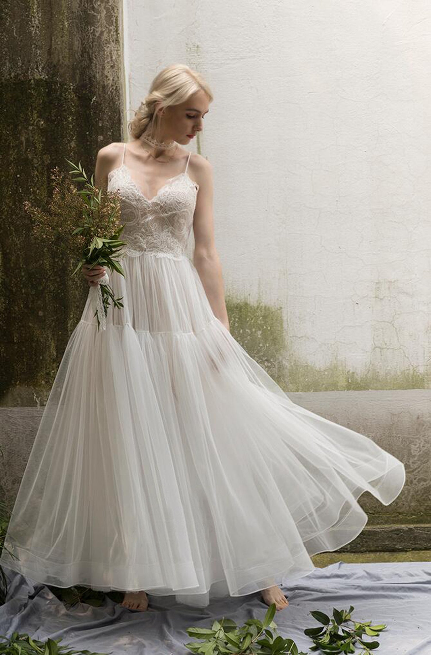 【ur18】キャミソールティアードスカートレースドレス Aライン