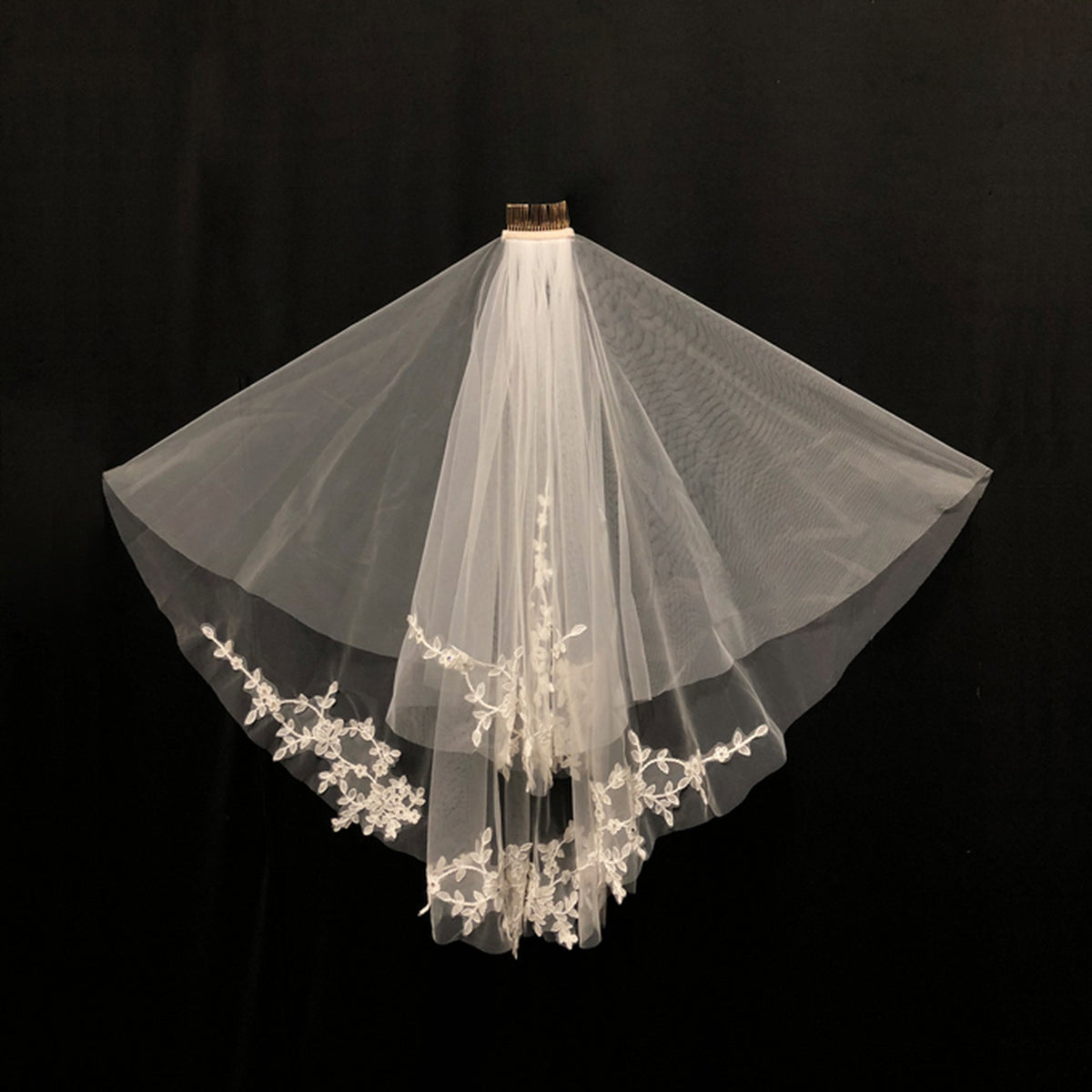 【ts192jd】リーフフラワーミディアムベール コーム付き 【長さ:上段60cm/下段80cm ・ 幅:約120cm】