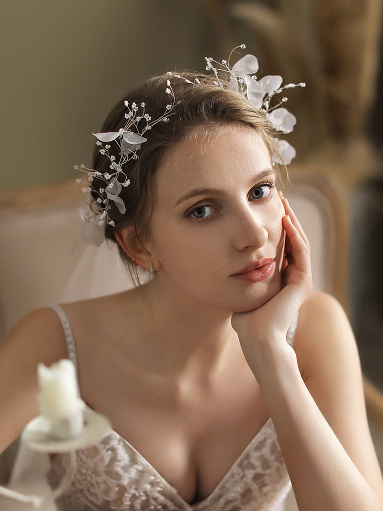 【ts200jd】フラワーワイヤーアクセミディアムベール【長さ約56cm】