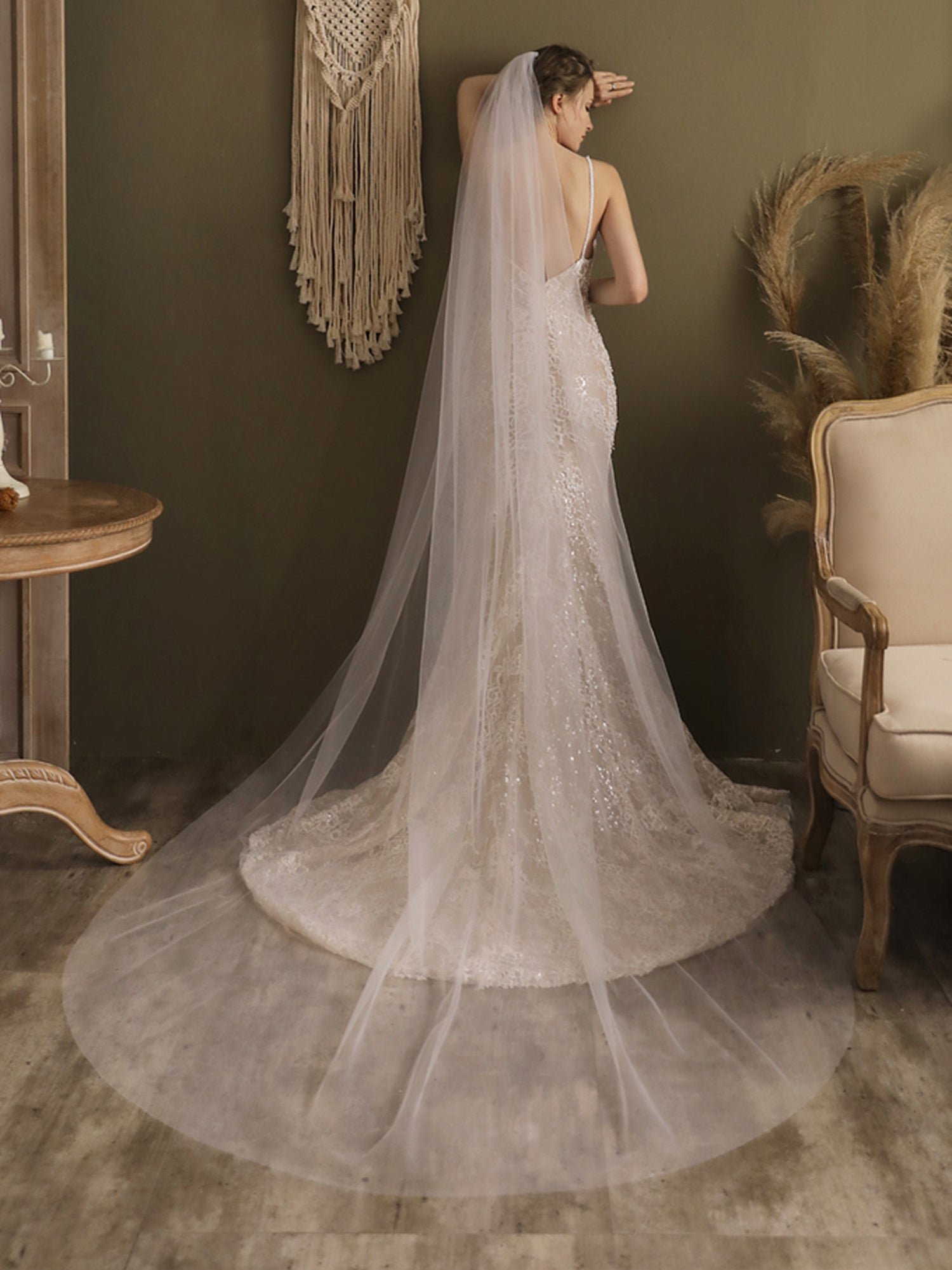 【ts196jd】シンプルロングベール コーム付き【長さ約2.7m・幅約2m】