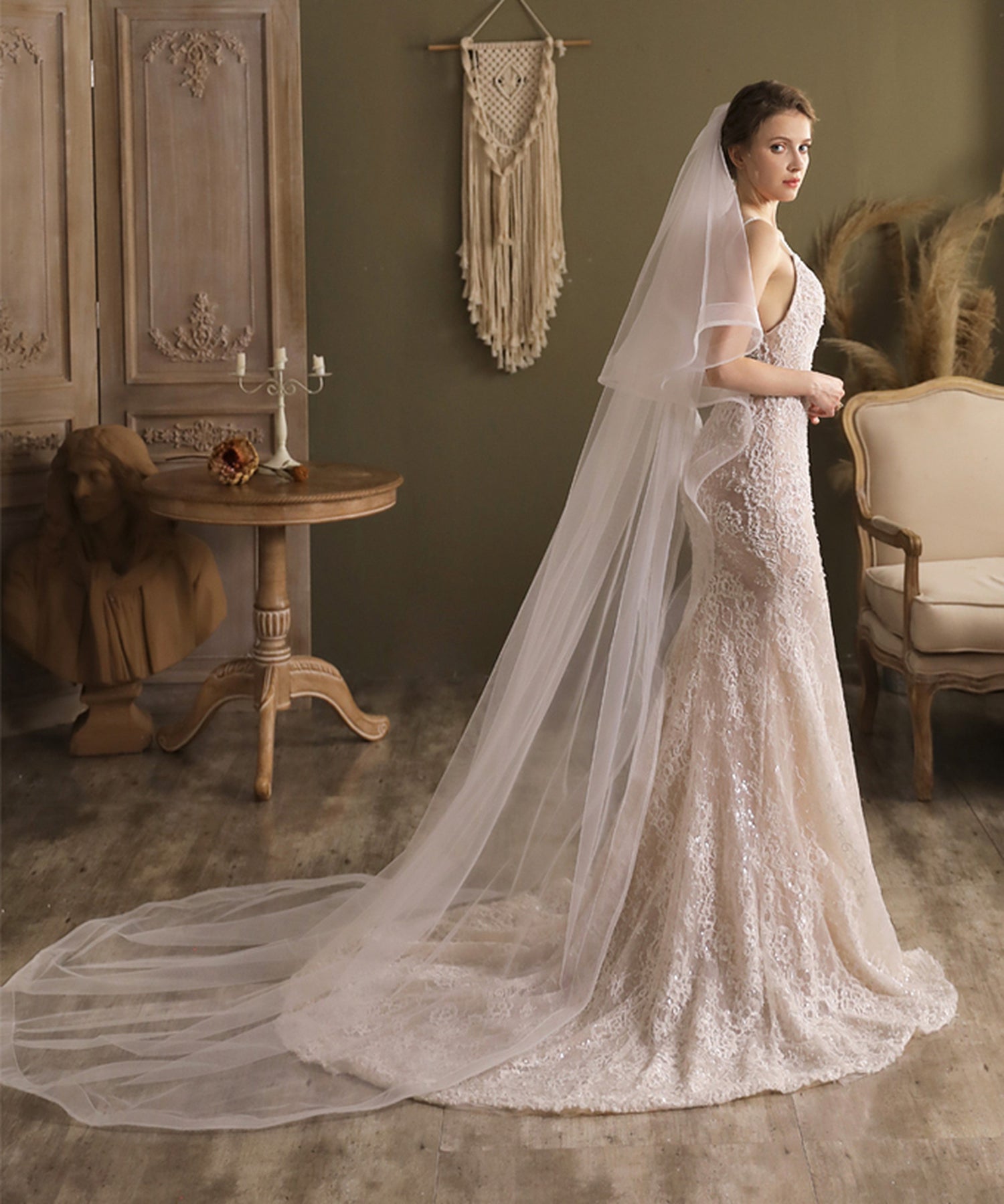 【ts198jd】ホースヘアーロングベール コーム付き【長さ約80cm/270cm・幅約250cm 】