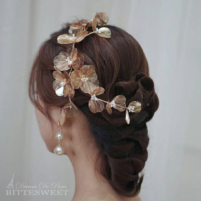 【新品未開封】ヘアアクセサリー ゴールド 花 結婚式