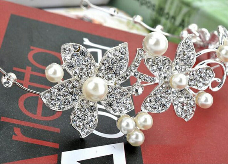 【ac19】フラワーパールシルバーヘッドドレス