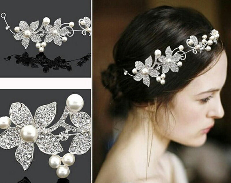 【ac19】フラワーパールシルバーヘッドドレス