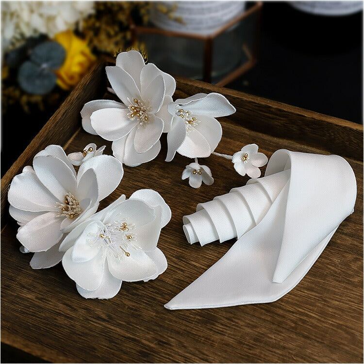 【ac207】ホワイトブロッサムリボンパーツ