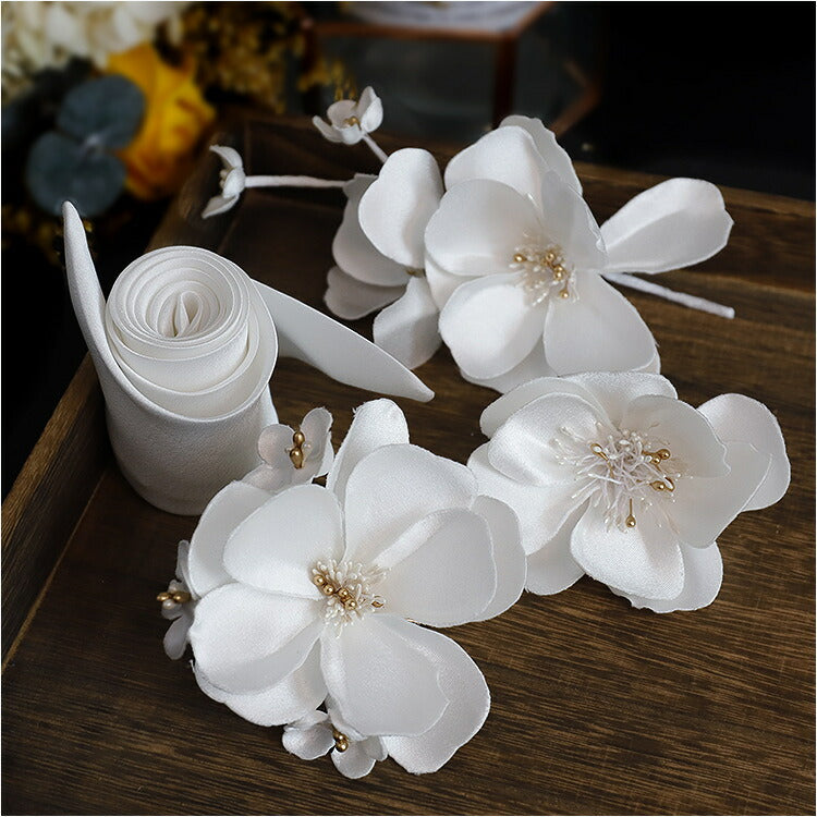 【ac207】ホワイトブロッサムリボンパーツ