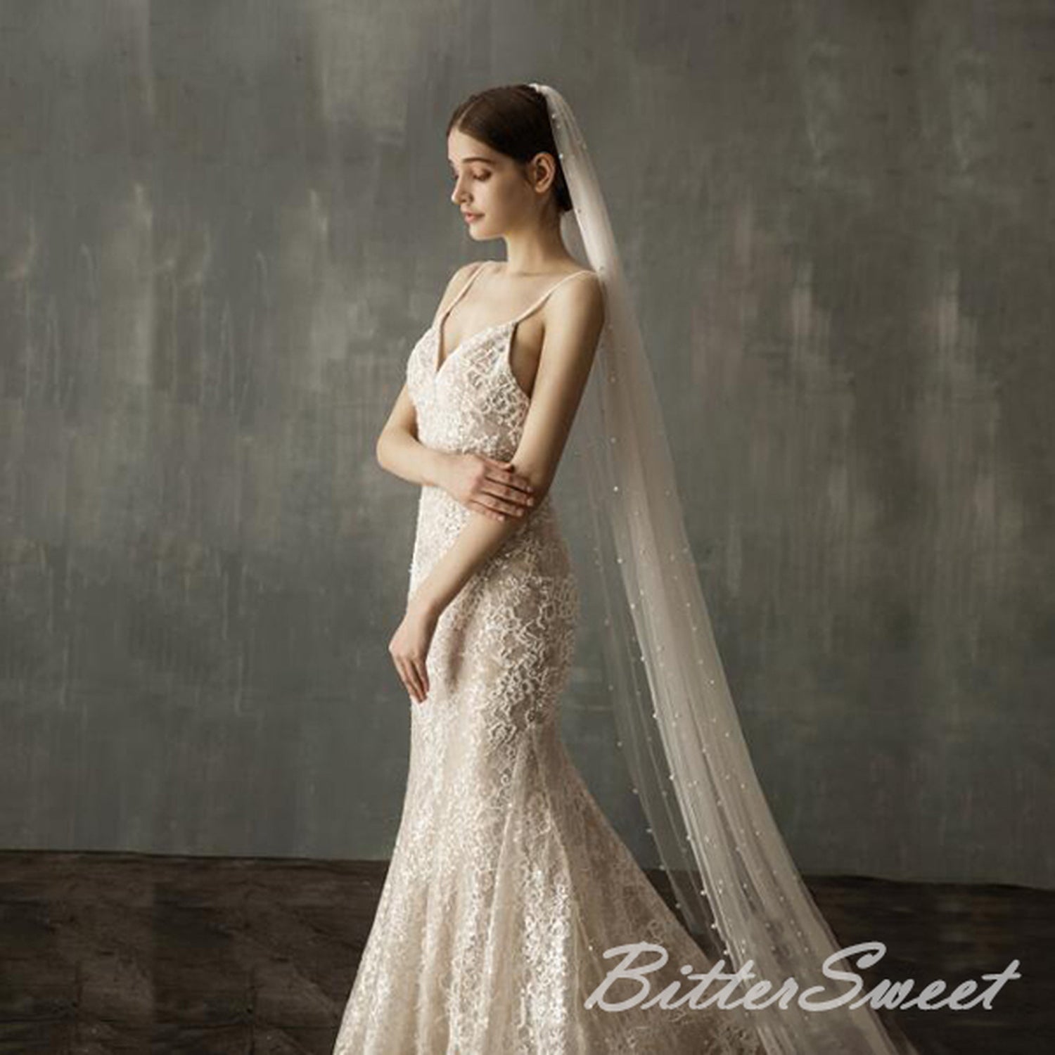 【ts54jd】パールロングベール コーム付き【長さ:約230cm】