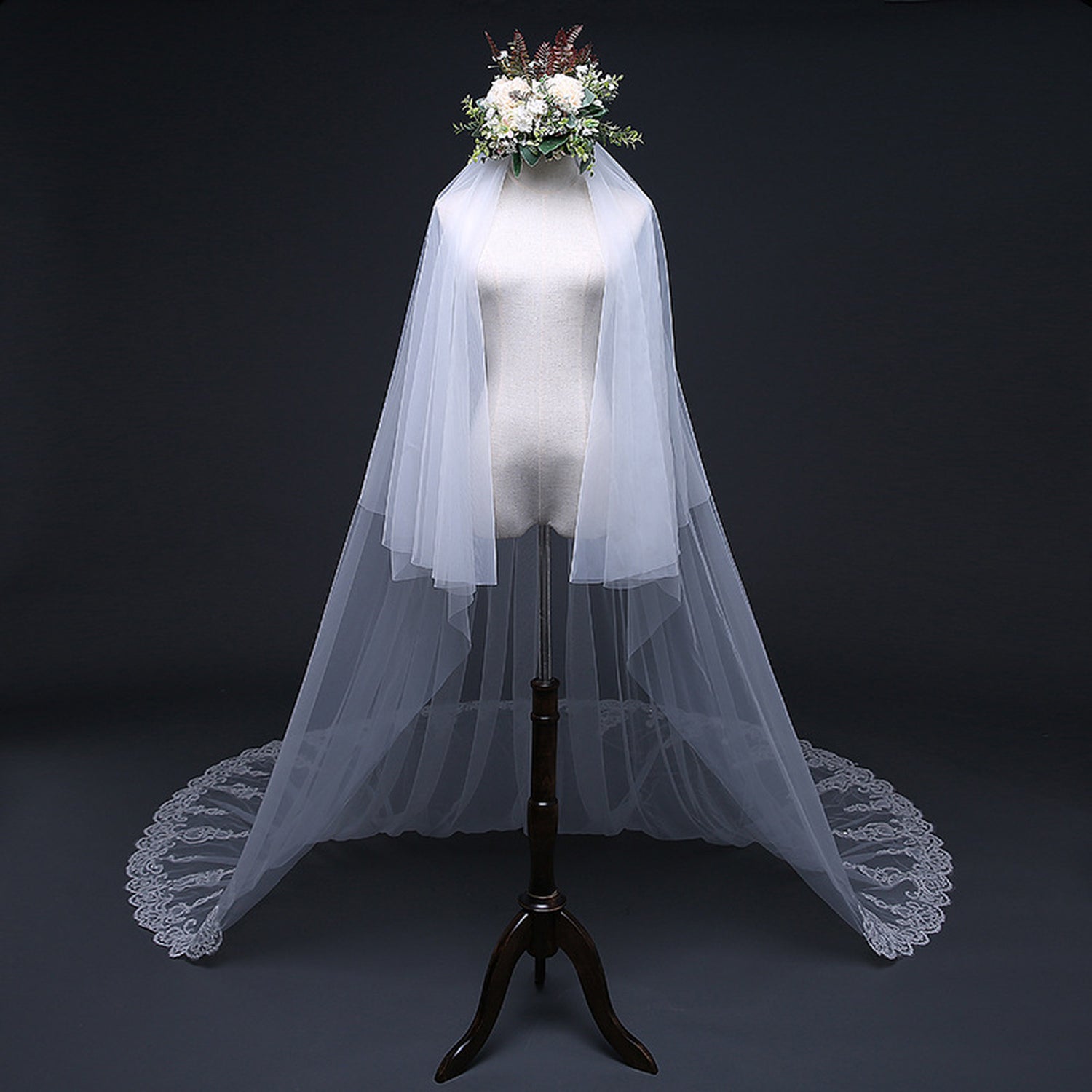 【ts12qq】ハートレースロングベール 2カラー コーム付き【長さ:0.8m/3m・幅3m】