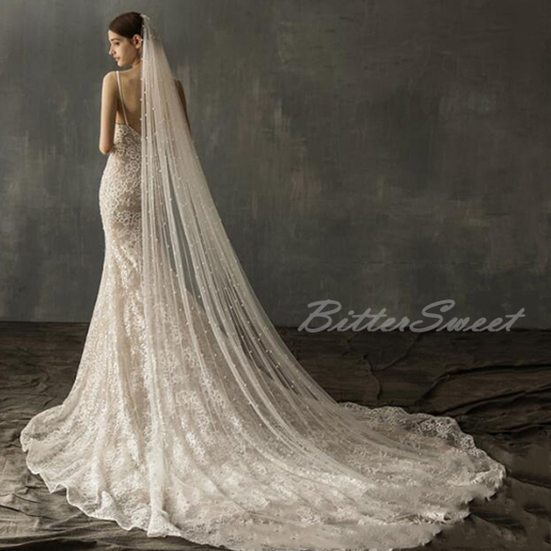 【ts54jd】パールロングベール コーム付き【長さ:約230cm】