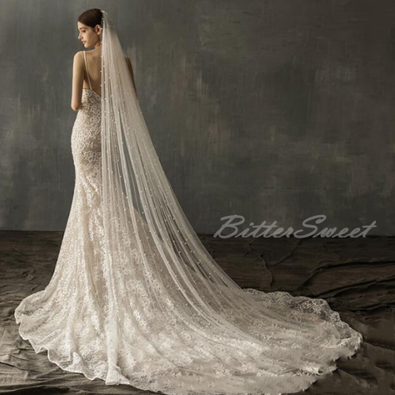 【ts54jd】パールロングベール コーム付き【長さ:約230cm】