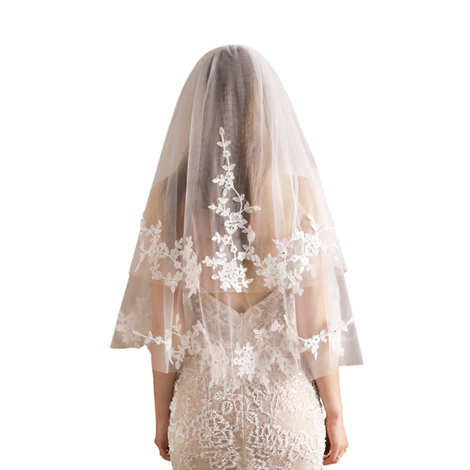 【ts192jd】リーフフラワーミディアムベール コーム付き 【長さ:約60cm/80cm ・ 幅は約120cm】