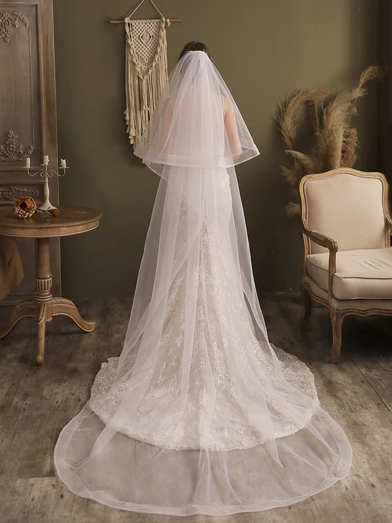 【ts198jd】ホースヘアーロングベール コーム付き【長さ約80cm/270cm・幅約250cm 】