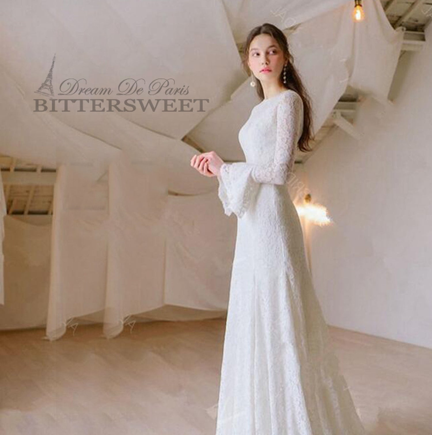 【wd302ls】フレアカフス総レースAラインドレス Aライン