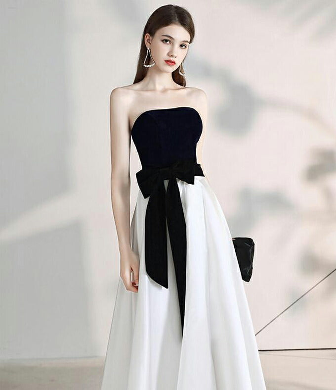 【kd101ls】モノトーンウエストリボンカラードレス