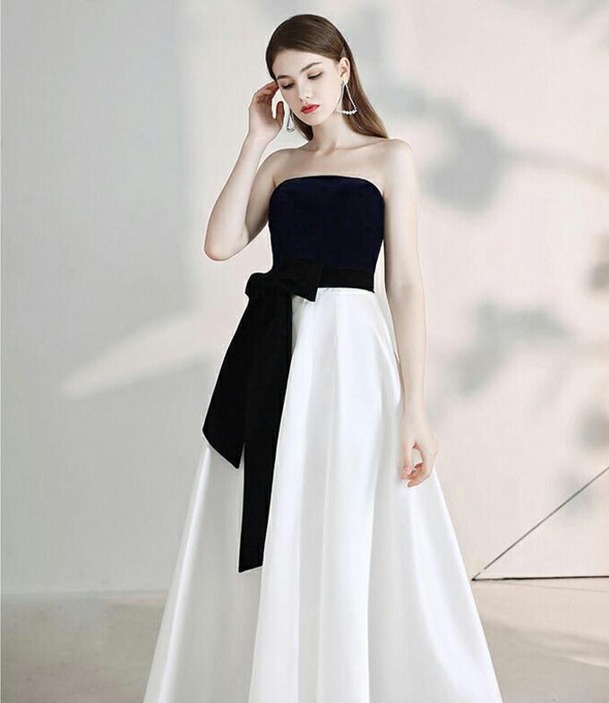 【kd101ls】モノトーンウエストリボンカラードレス