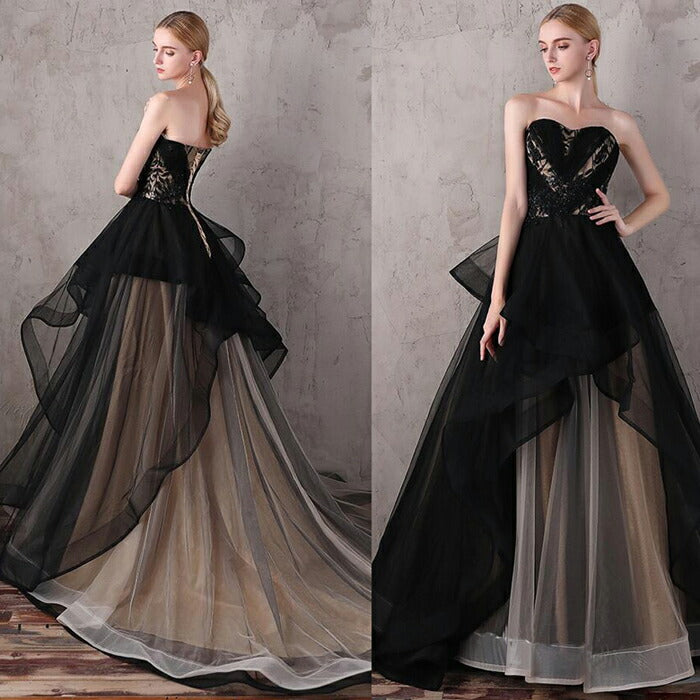 【kd102wz】バイカラーハートカットチュールカラードレス