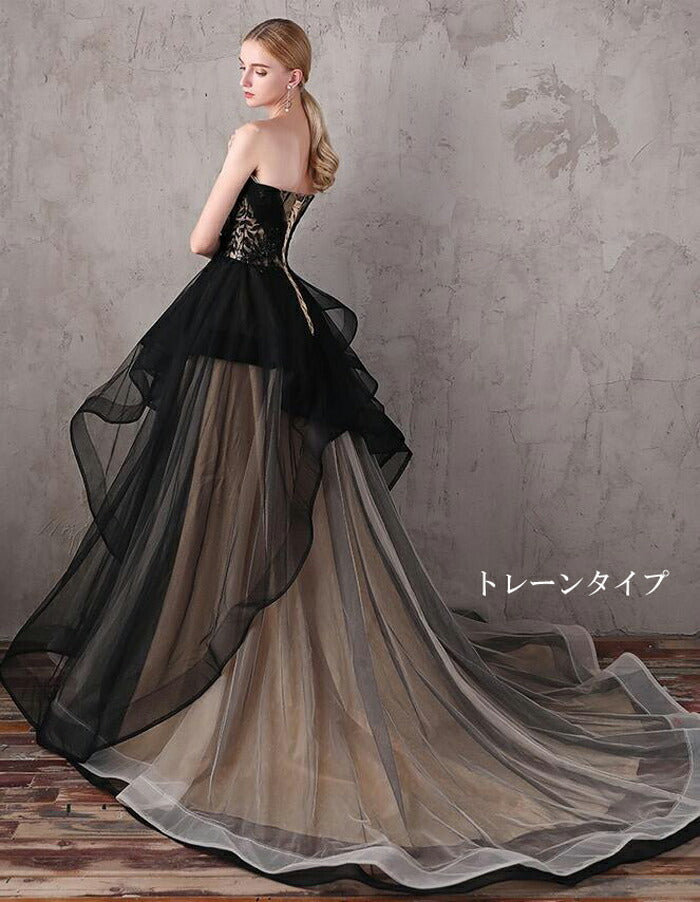 【kd102wz】バイカラーハートカットチュールカラードレス